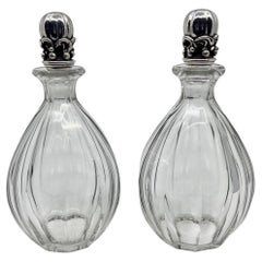 Georg Jensen Pair of Sterling Silver and Crystal Decanters #100