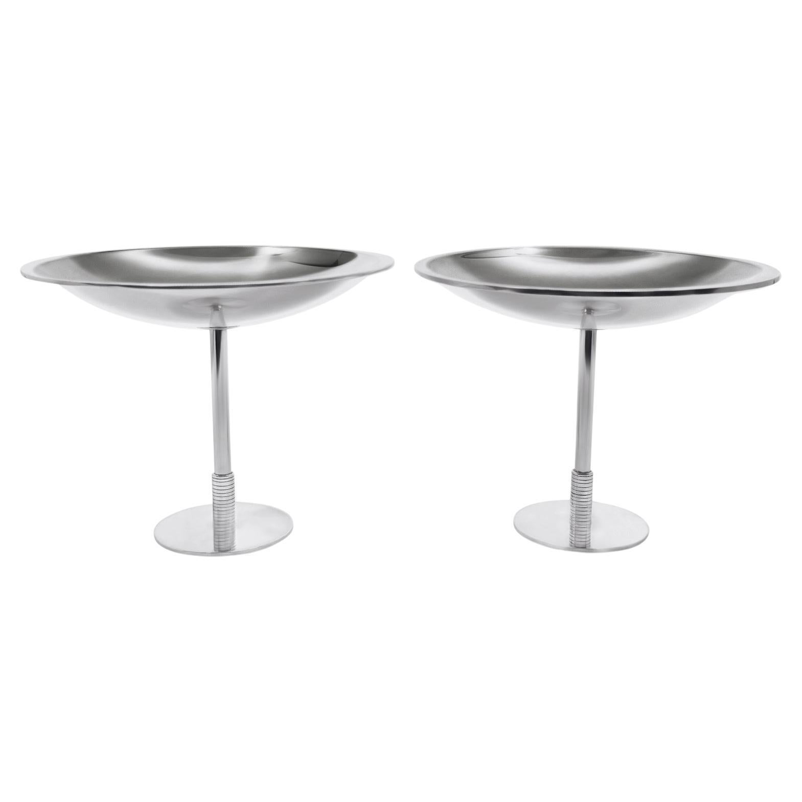 Georg Jensen Pair of Sterling Silver Art Deco Tazza 718 For Sale