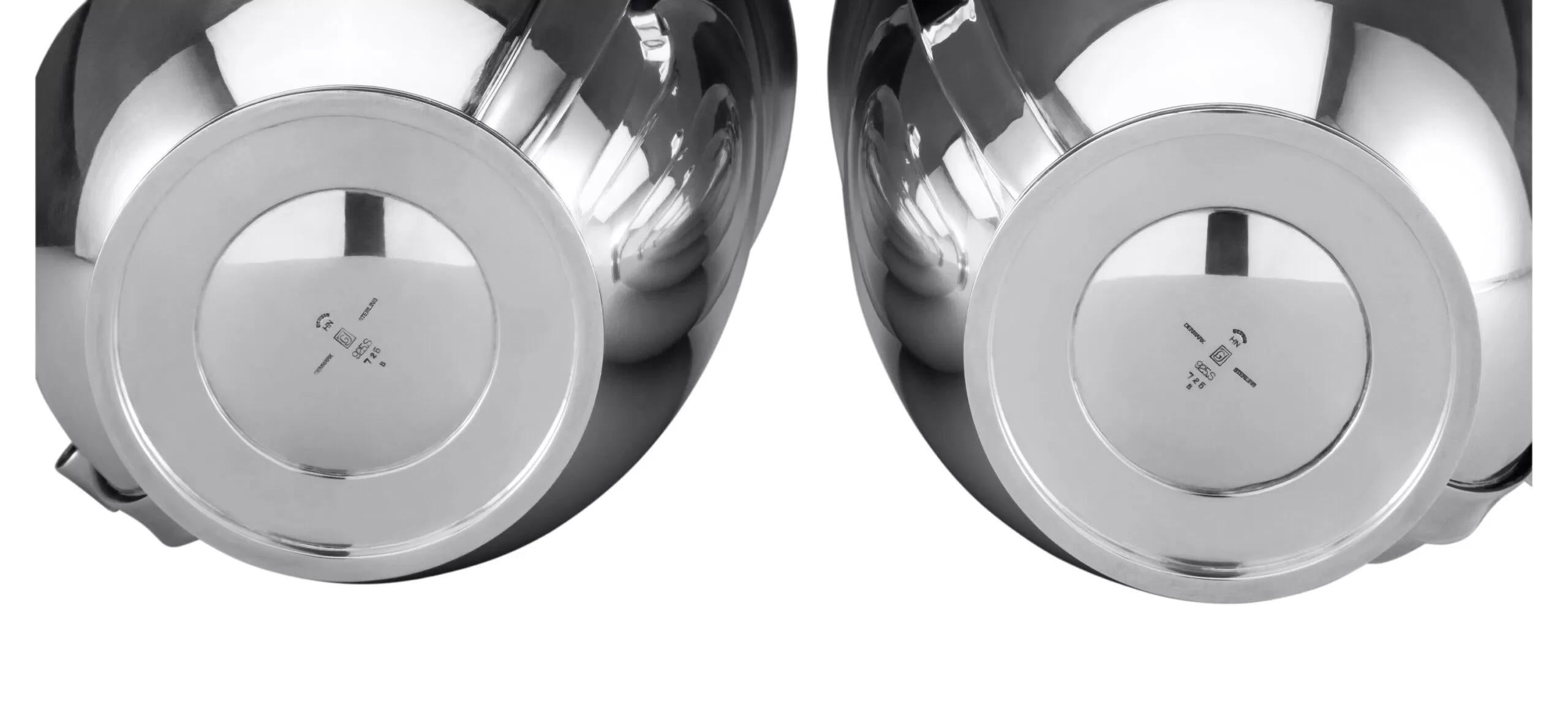 Georg Jensen Pareja de enfriadores de vino Art Déco de plata de ley 725B en Excelente estado para la venta en Hellerup, DK