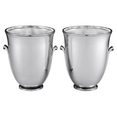 Georg Jensen Pair of Sterling Silver Art Deco Wine Coolers 725B