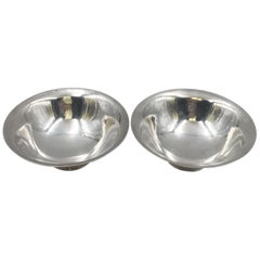 Georg Jensen Pair of Sterling Silver Hand Hammered Mint Dish Bowls 575C