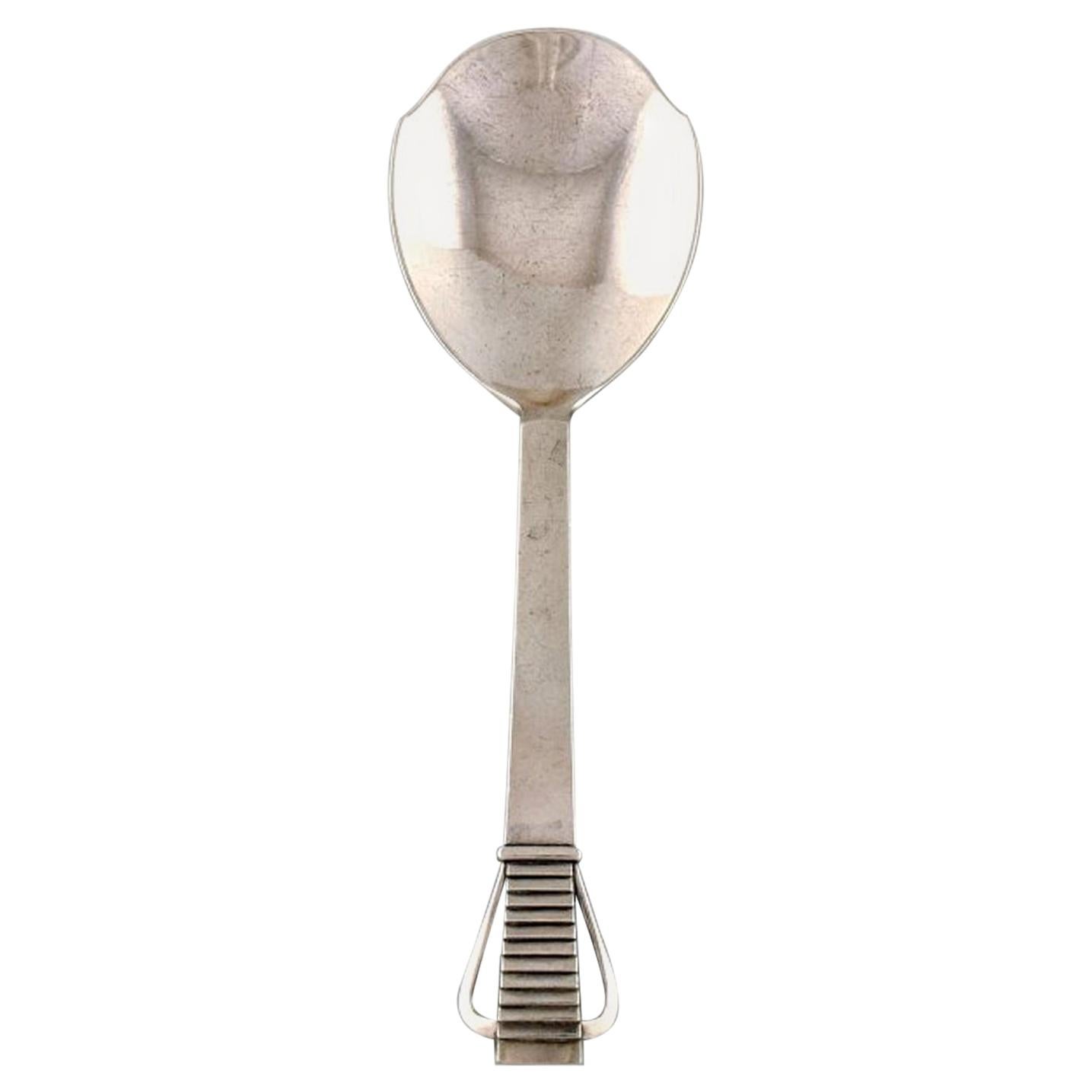 Georg Jensen Parallel, Early Serving Spoon in Sterling Silver For Sale