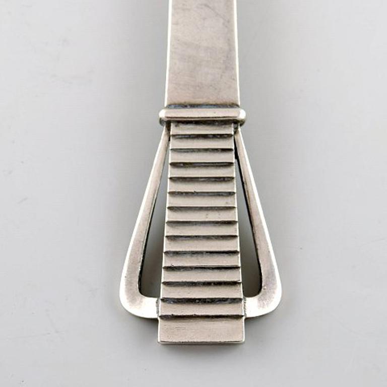 Art Deco Georg Jensen Parallel, Rare and Early Sauce Spoon in All Silver For Sale
