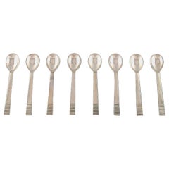 Georg Jensen Parallel. Set of Eight Tea Spoons in Sterling Silver