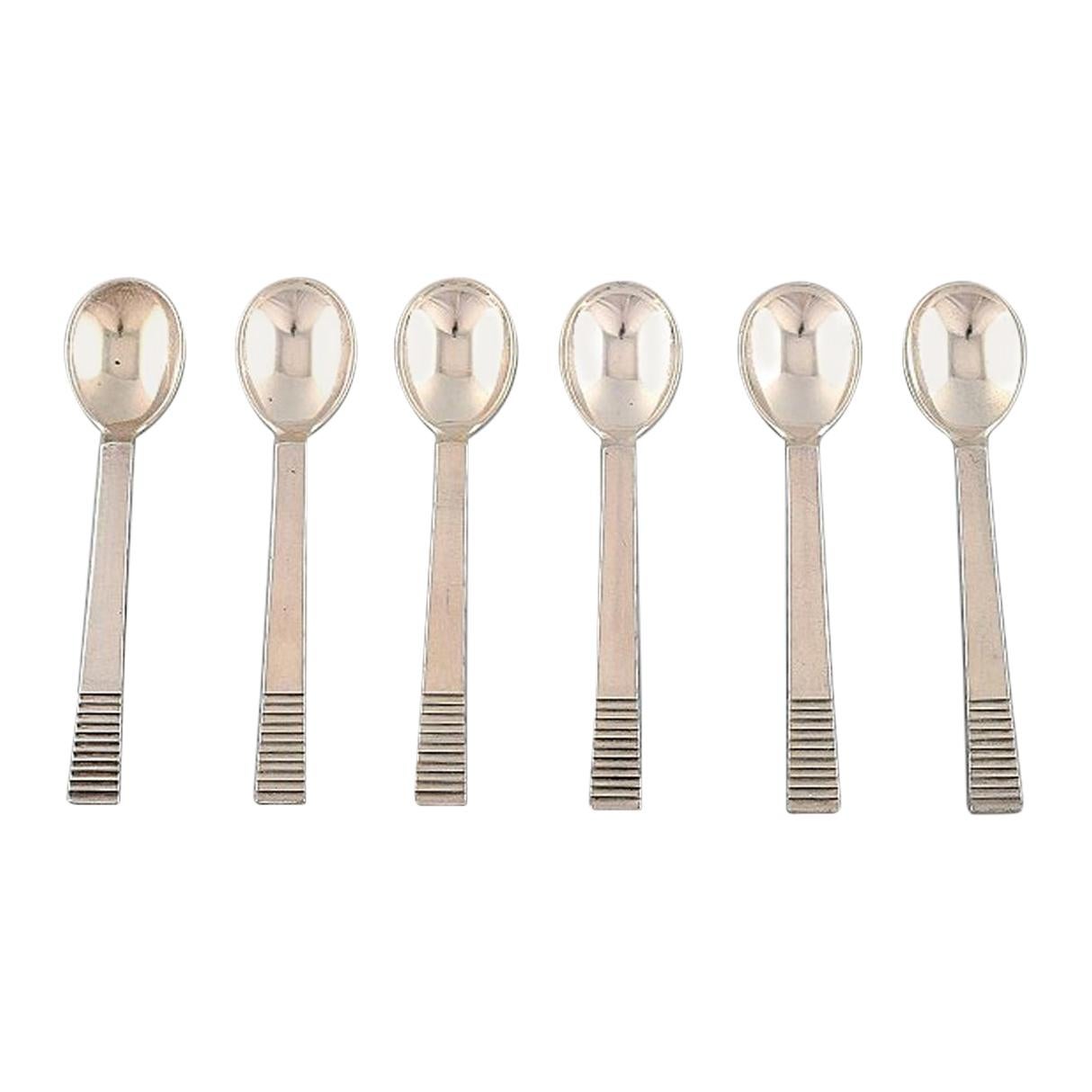 Georg Jensen Parallel, Set of Six Coffee Spoons in Sterling Silver