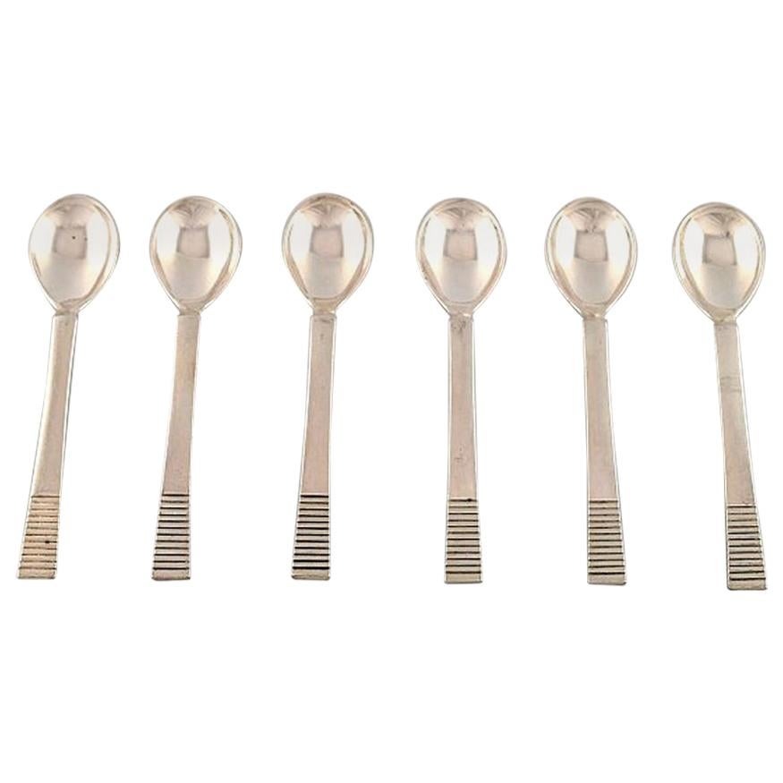 Georg Jensen Parallel Set of Six Coffee Spoons in Sterling Silver