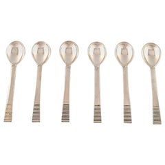 Georg Jensen Parallel Set of Six Coffee Spoons in Sterling Silver