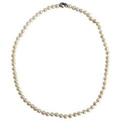 Georg Jensen Pearl Necklace with Lock and White Gold