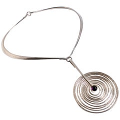 Vintage Georg Jensen Pendant and Neckring Designed by Bent Gabrielsen, Denmark