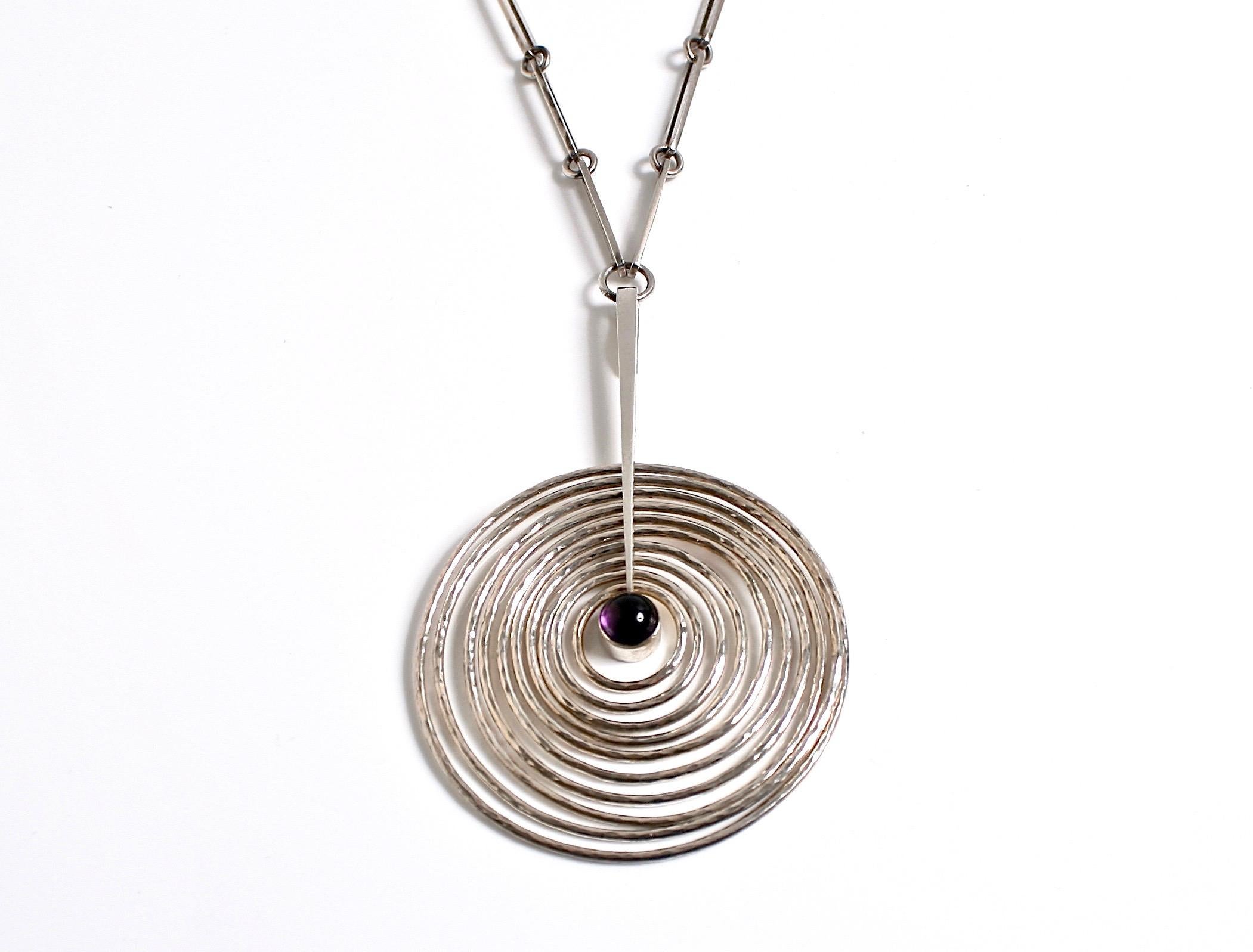 Georg Jensen pendant & neckring designed by Bent Gabrielsen Denmark In Good Condition For Sale In London, GB