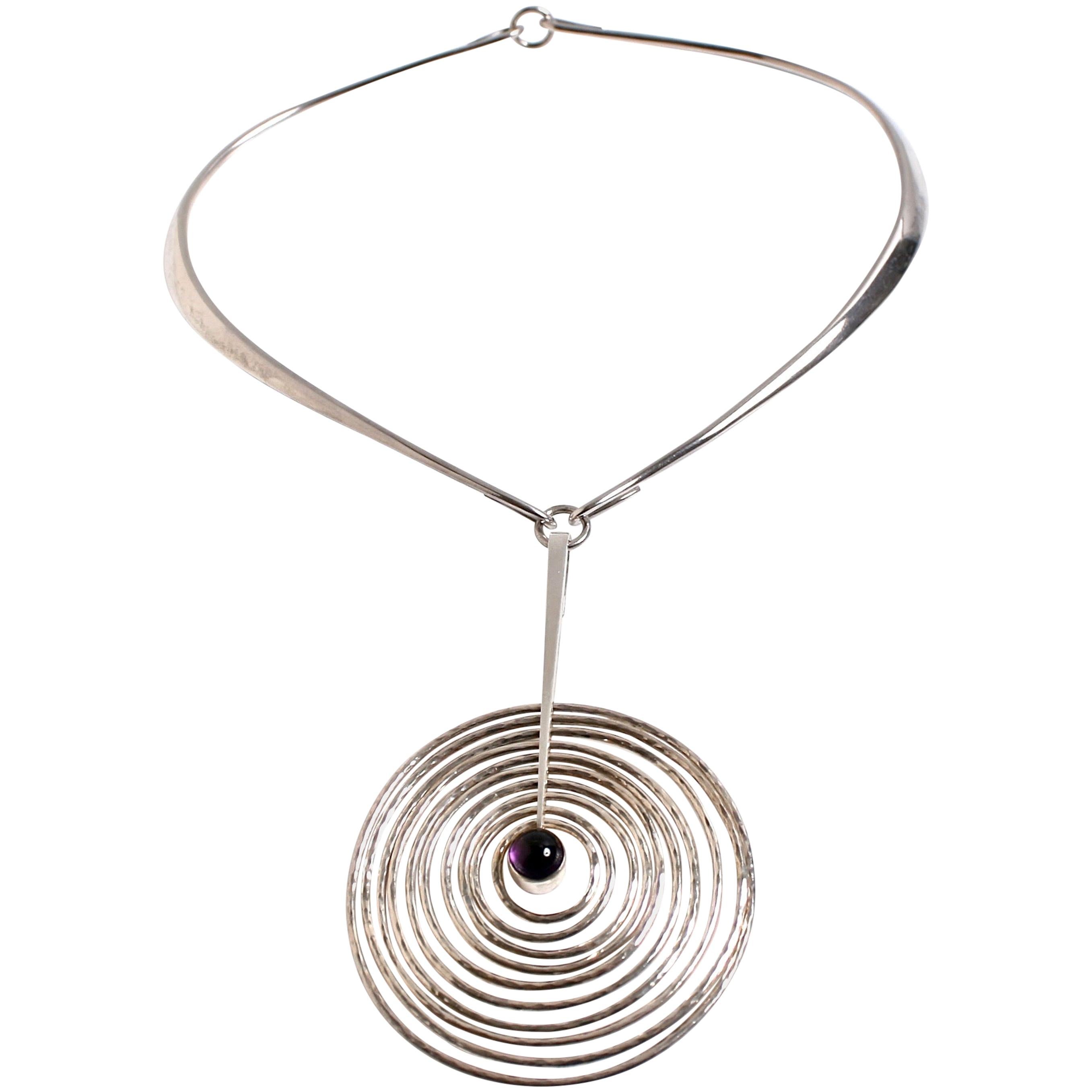 Georg Jensen pendant & neckring designed by Bent Gabrielsen Denmark For Sale