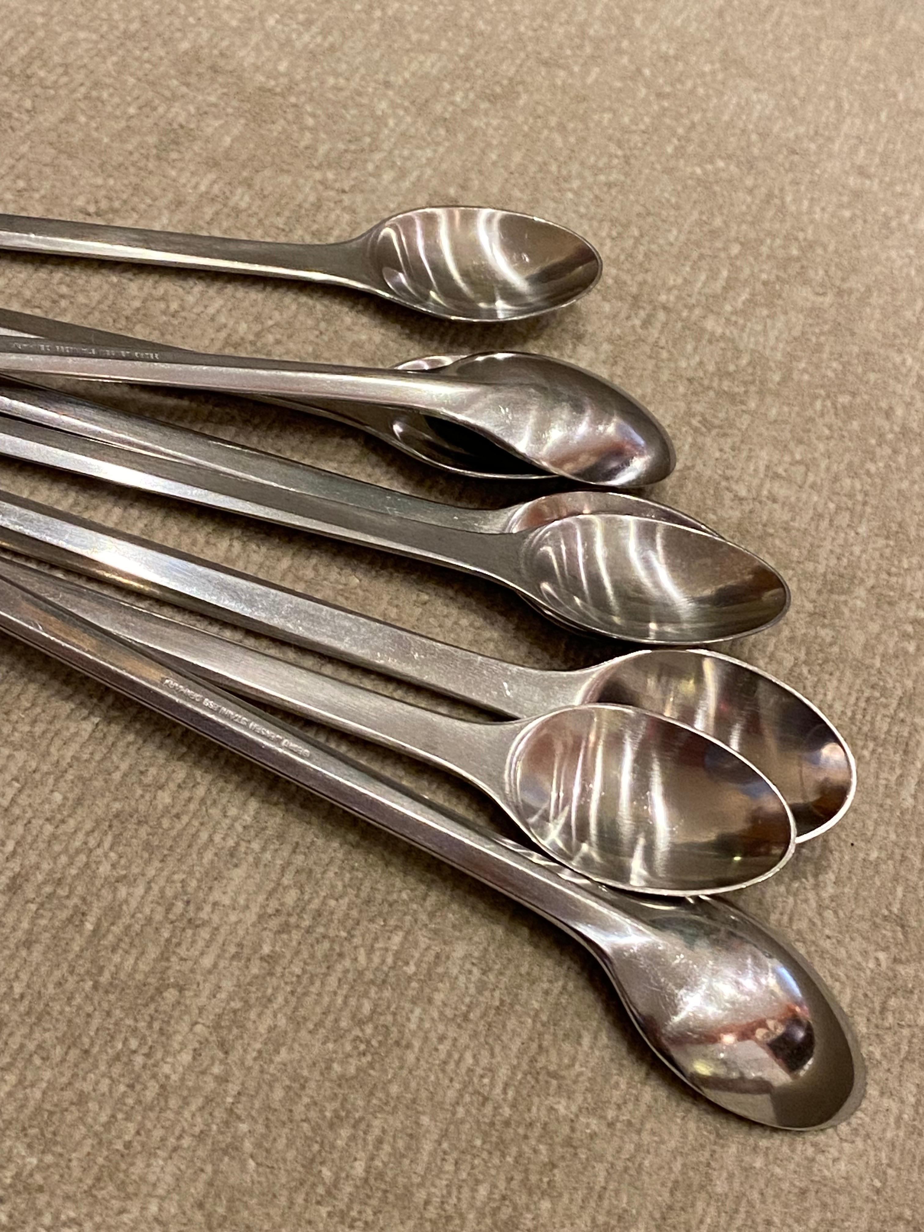 Late 20th Century Georg Jensen Prism Set of 8 Ice Tea Spoons For Sale