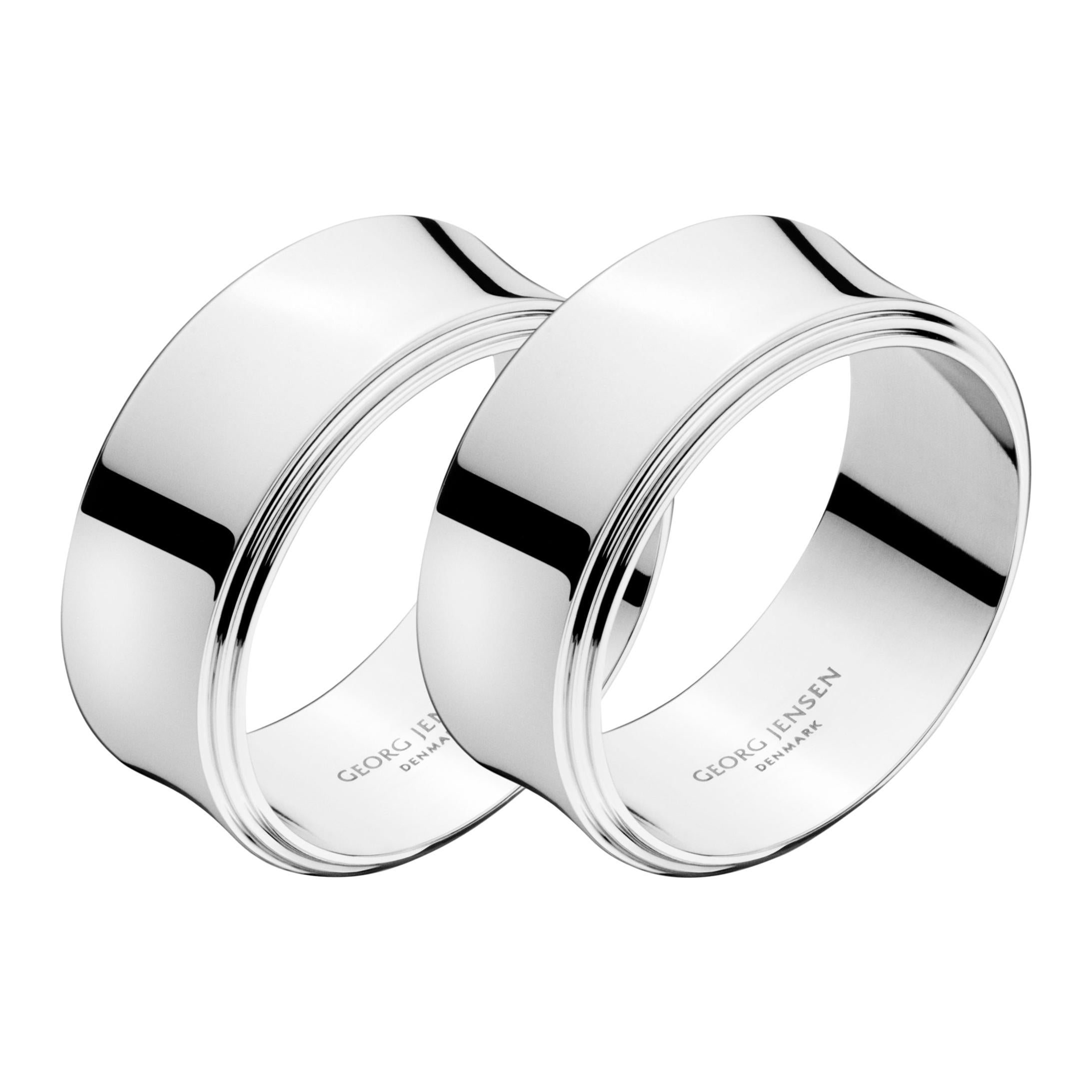 Georg Jensen Pyramid  2-Piece Napkin Ring Stainless Steel Set by Harald Nielsen For Sale