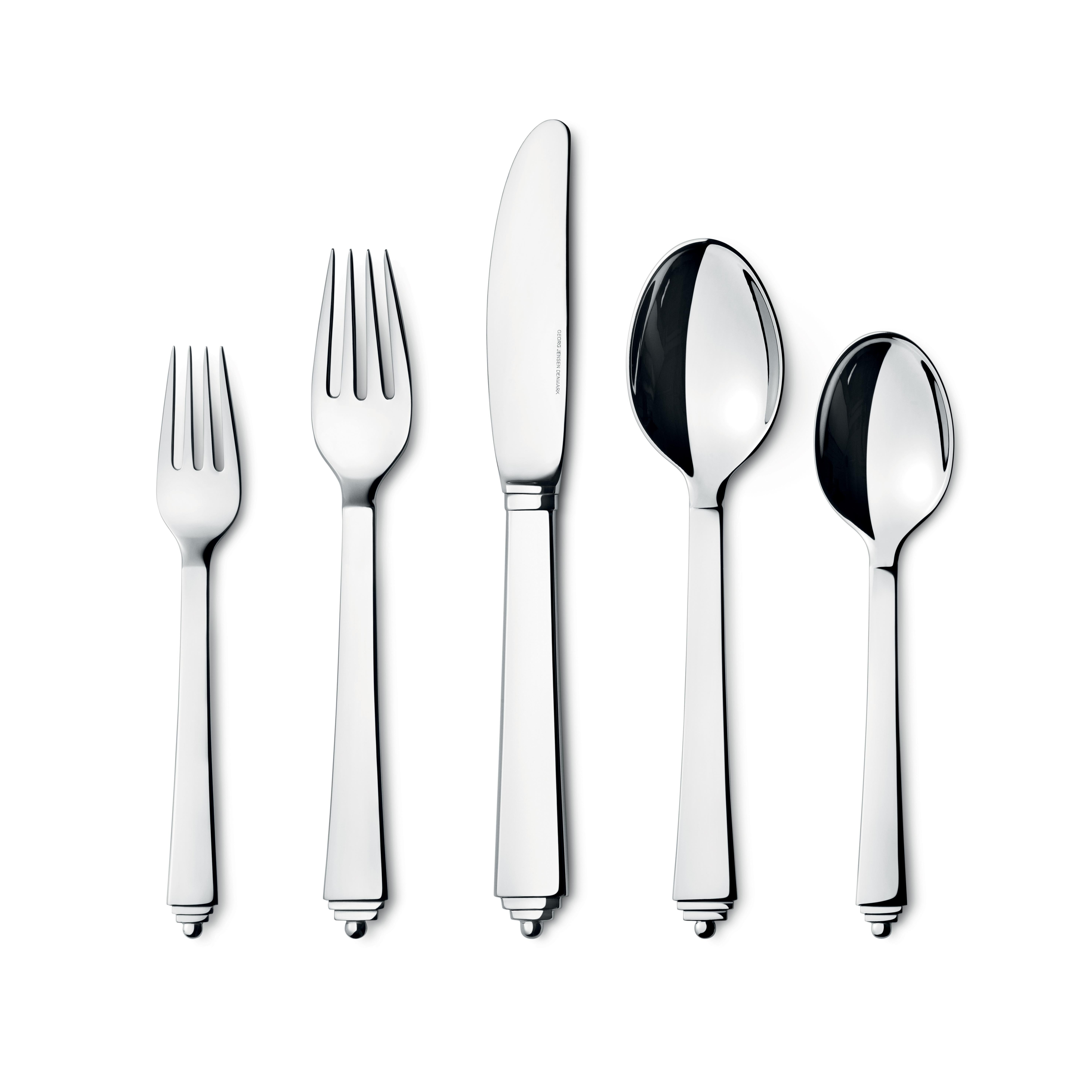 Giftbox with stainless steel luncheon fork, dinner fork, dinner knife, dinner spoon and dessert spoon.