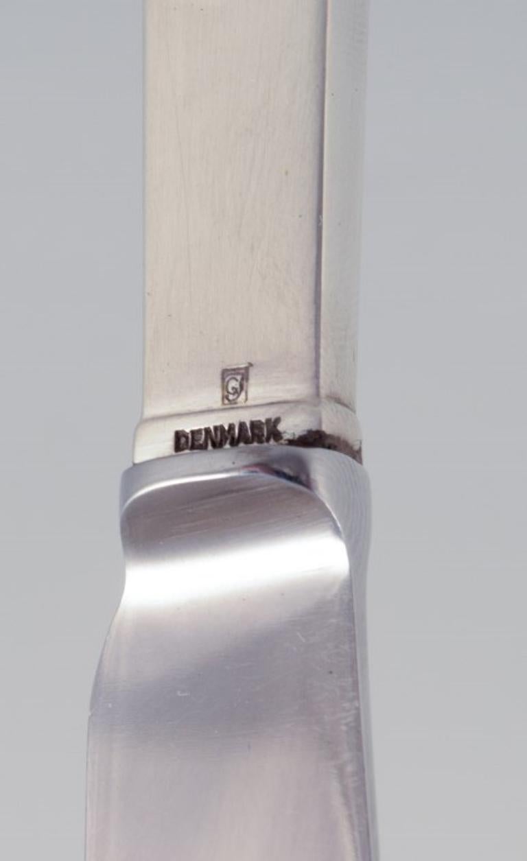 Georg Jensen Pyramid. Art Deco fruit knife, sterling silver and stainless steel In Excellent Condition For Sale In Copenhagen, DK