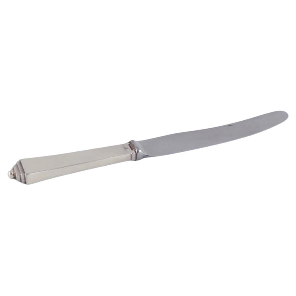 Pirámide Georg Jensen. Cuchillo de fruta Art Déco, plata de ley y acero inoxidable