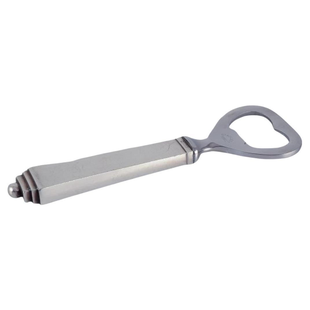 Georg Jensen Pyramid. Bottle opener in sterling silver and stainless steel.