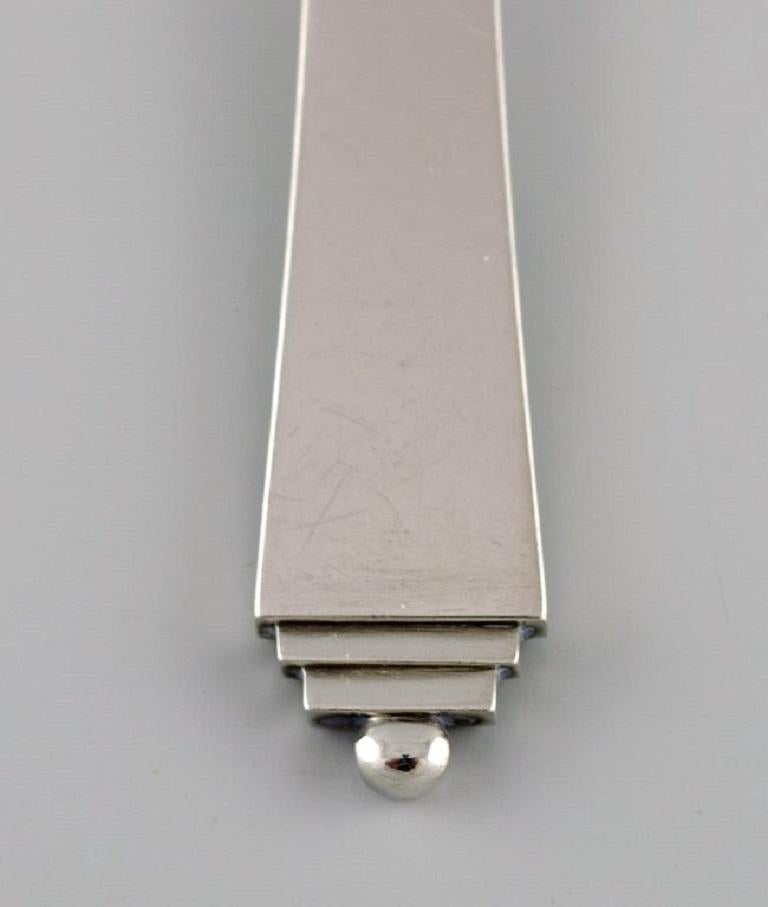 Art Deco Georg Jensen Pyramid Bouillon Spoon in Sterling Silver, Eight Spoons Available For Sale