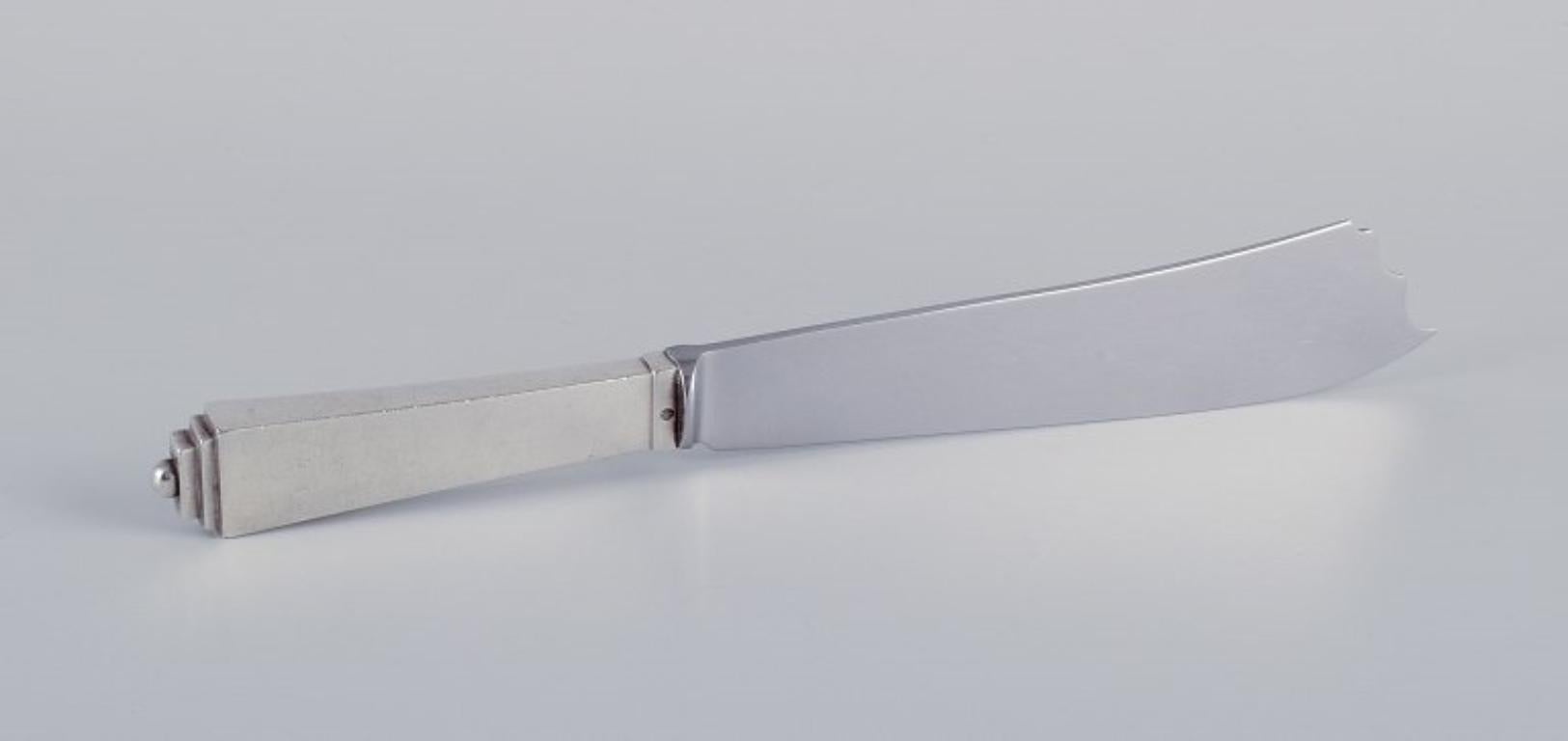 Danese Piramide di Georg Jensen. Coltello da torta in argento 925 con lama in acciaio inossidabile in vendita