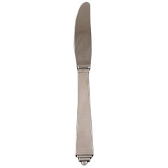 Georg Jensen Pyramid Dinner Knife in Sterling Silver and Stainless Steel, 2 Pcs