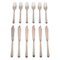 Georg Jensen Pyramid Fish Cutlery of Sterling Silver for 6 People