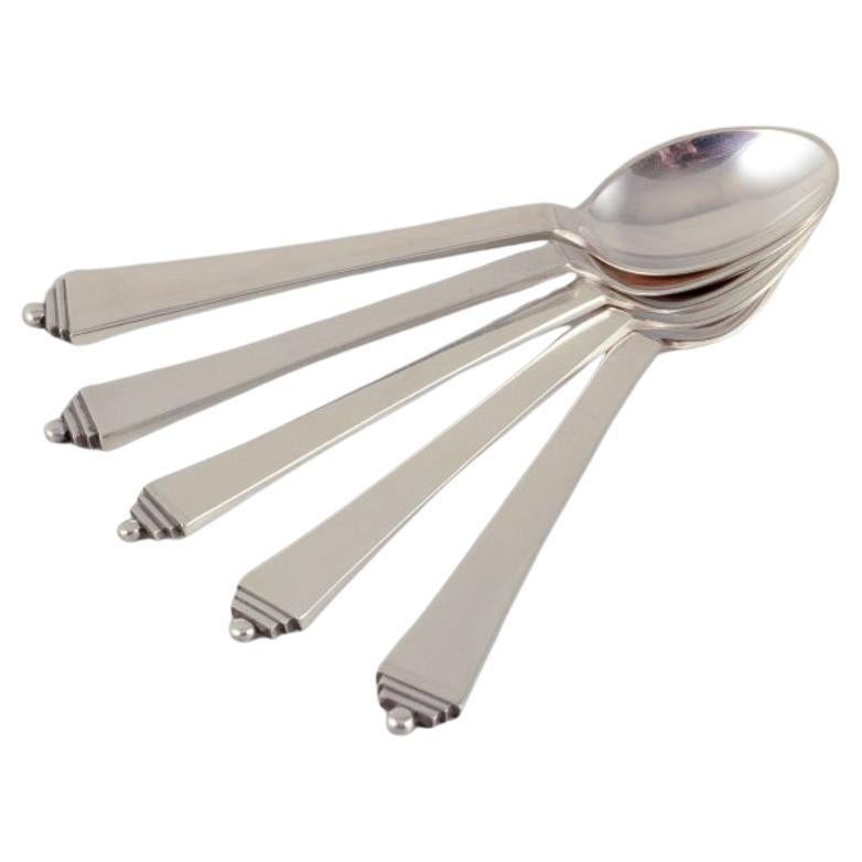 Georg Jensen Pyramid. Five teaspoons in sterling silver.