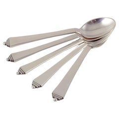 Georg Jensen Pyramid. Five teaspoons in sterling silver.