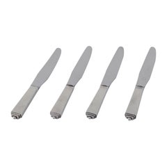 Georg Jensen Pyramid, four short-handled dinner knives in sterling silver