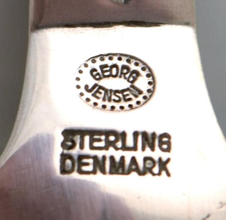 Danish Georg Jensen Pyramid Large Tea Spoon / Dessert Spoon in Sterling Silver, 13 Pcs