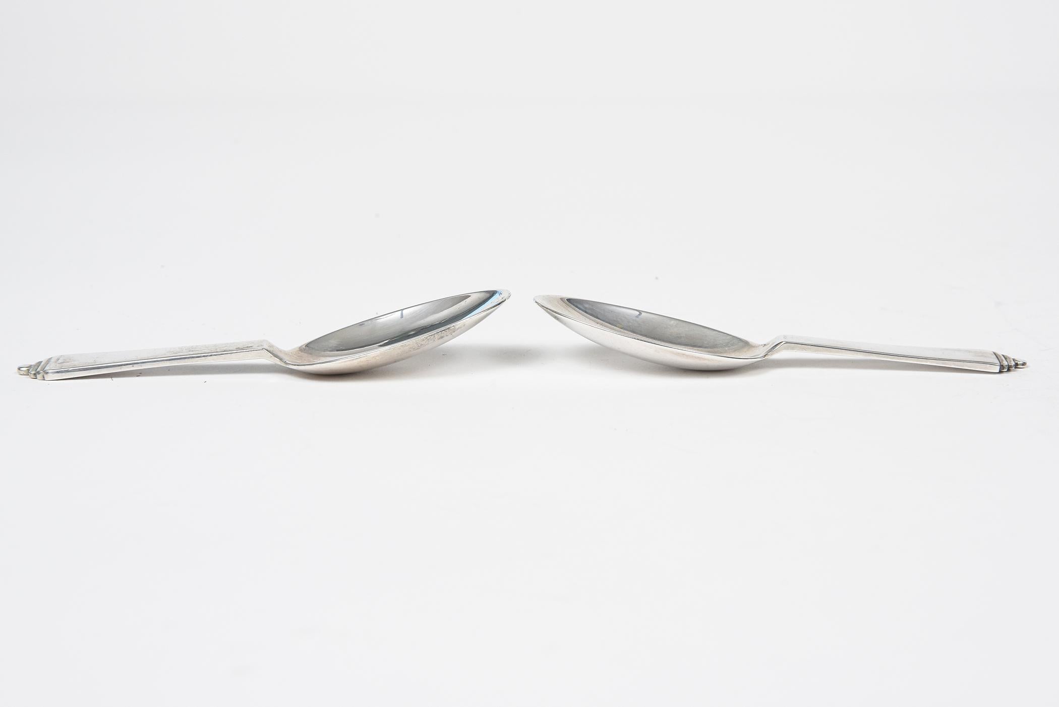 Georg Jensen Pyramid Pair of Baby Spoons For Sale 1
