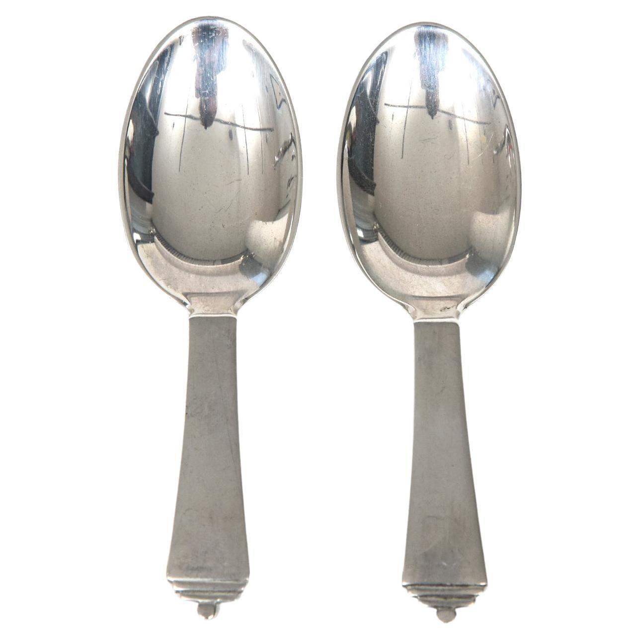 Georg Jensen Pyramid Pair of Baby Spoons