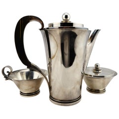 Retro Georg Jensen Pyramid Pattern 3-Piece Coffee Set