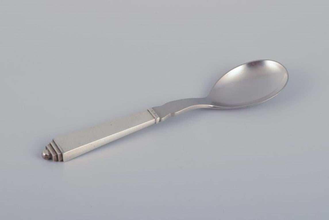 Art Déco Piramide di Georg Jensen, set da insalata in argento e acciaio inossidabile. in vendita