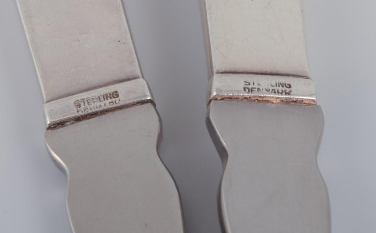 Metà XX secolo Piramide di Georg Jensen, set da insalata in argento e acciaio inossidabile. in vendita