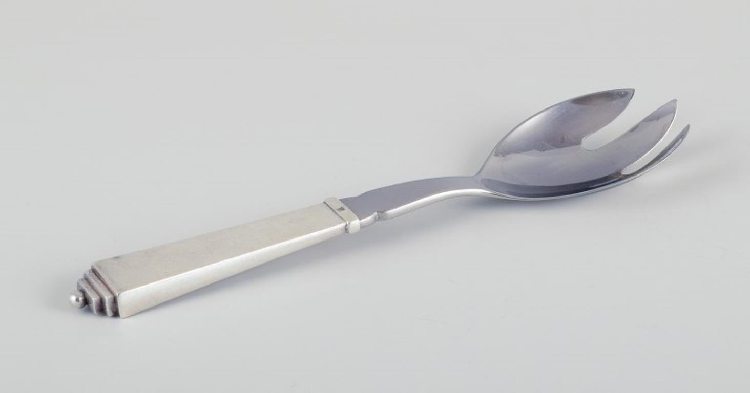 Argento 925 Piramide di Georg Jensen. Set da insalata in argento sterling e acciaio inossidabile. in vendita