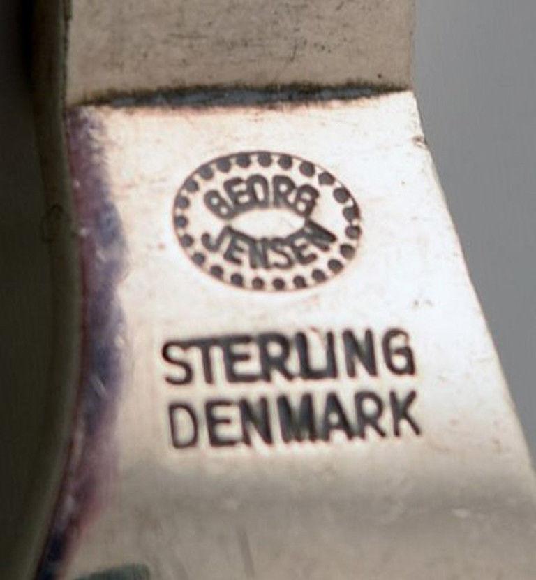 Art Deco Georg Jensen Pyramid Serving Fork/ Herring Fork, Sterling Silver, 2 Pieces For Sale