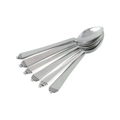 Georg Jensen Pyramid.  Set of six coffee spoons. 830 silver and sterling silver