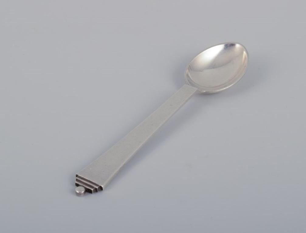 Art Deco Georg Jensen Pyramid. Set of ten coffee spoons in sterling silver. For Sale