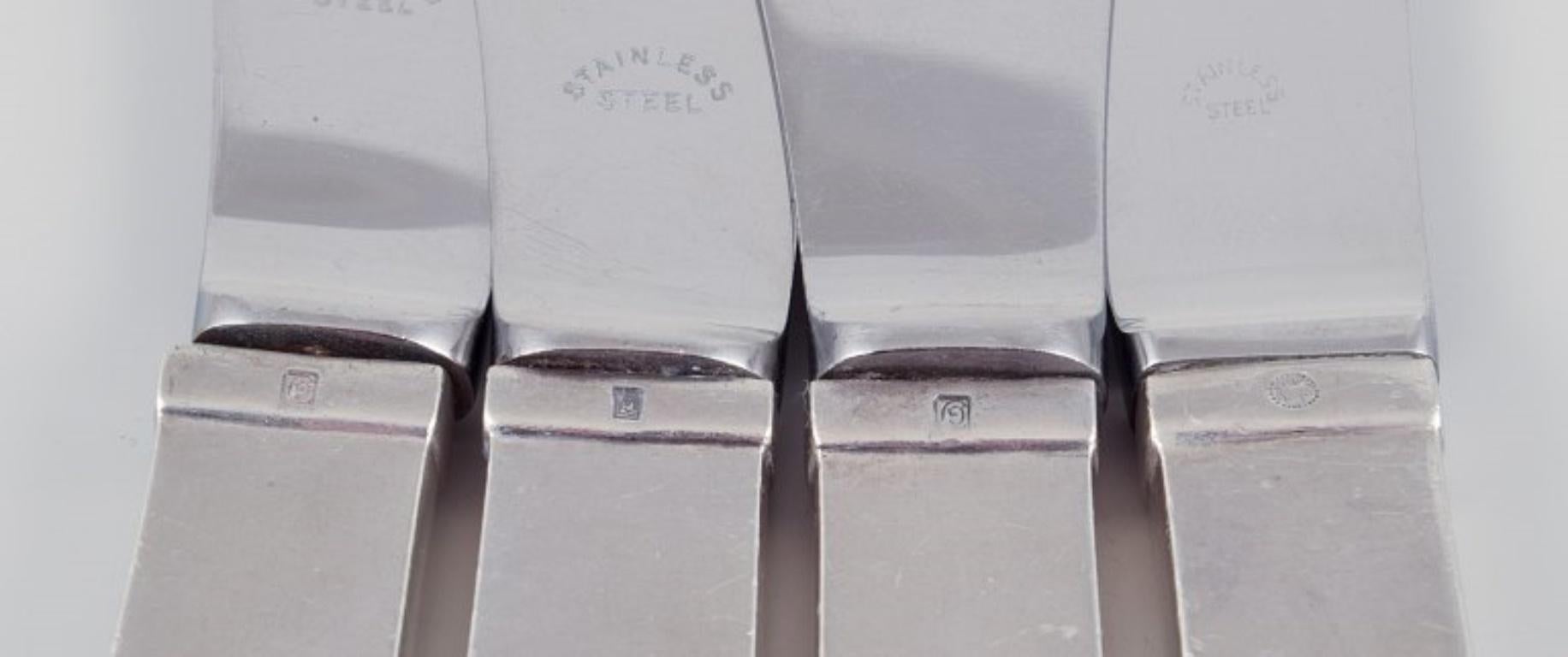 Argento 925 Georg Jensen Pyramid, quattro coltelli a manico corto in argento sterling in vendita