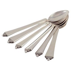 Georg Jensen Pyramid. Six teaspoons in sterling silver.