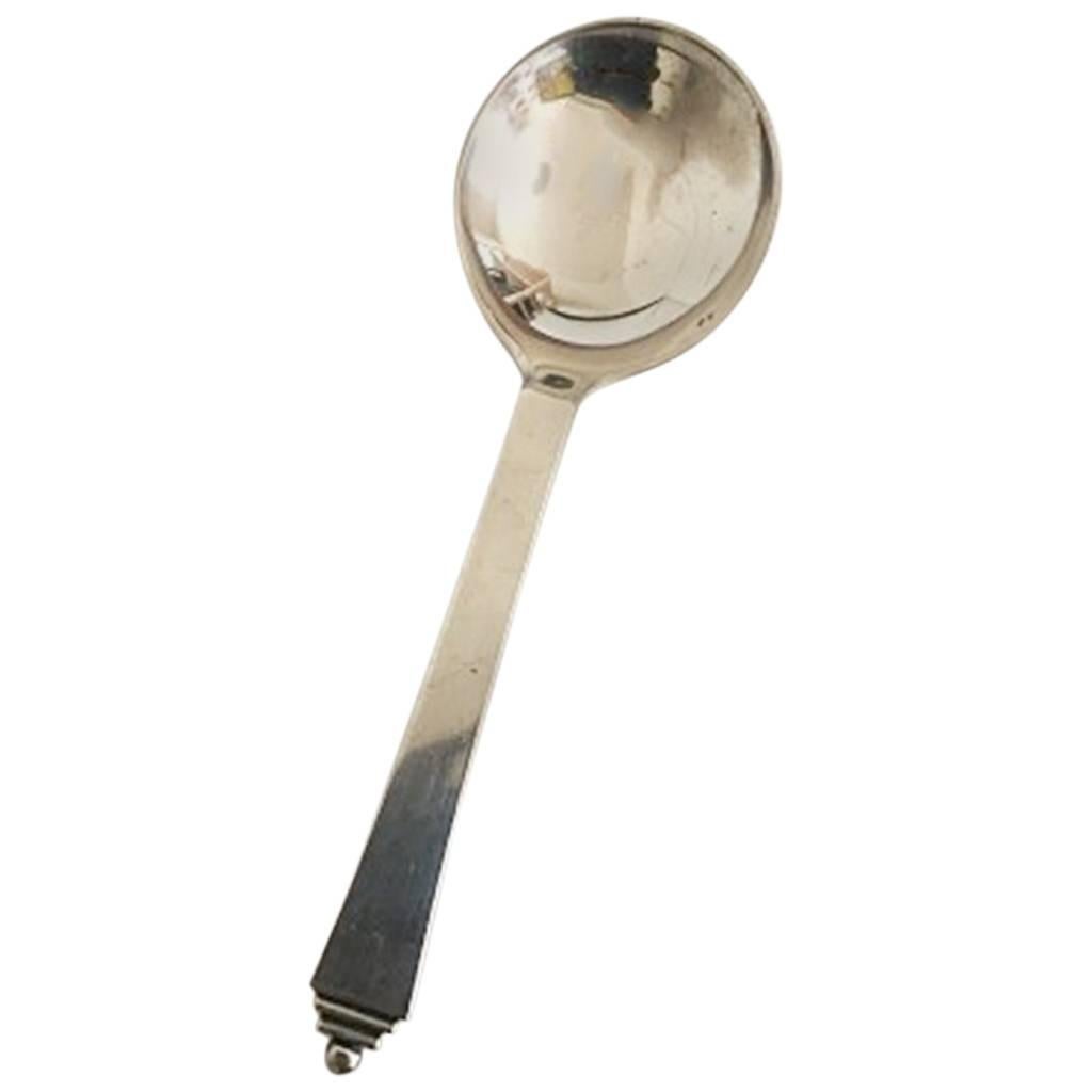 Georg Jensen Pyramid Sterling Silver Bouillon Spoon No 053 For Sale