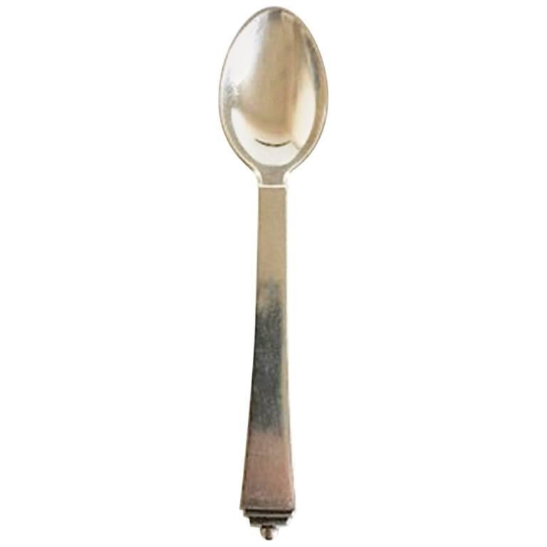 Georg Jensen Pyramid Sterling Silver Coffee Spoon No 034 For Sale
