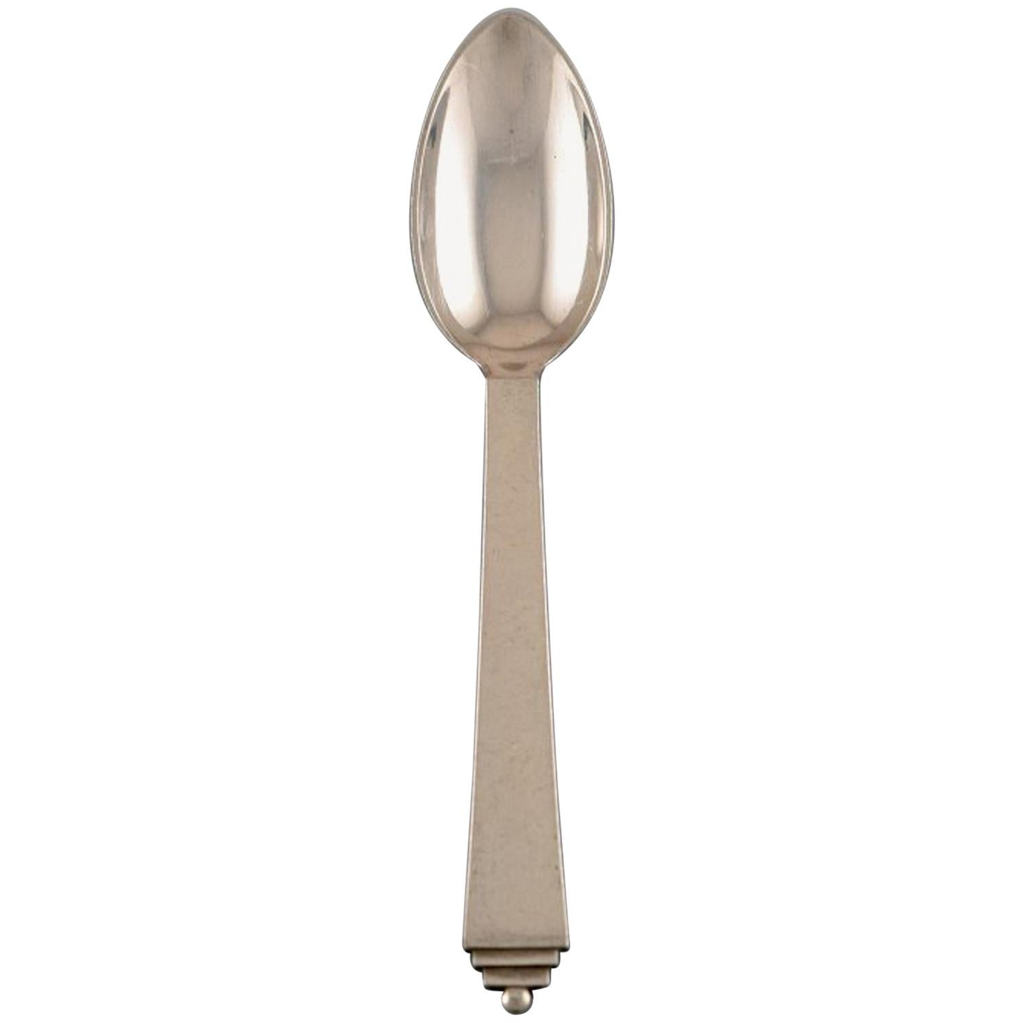 Georg Jensen Pyramid Sterling Silver Large Tea Spoon/Child Spoon, 2 Pieces