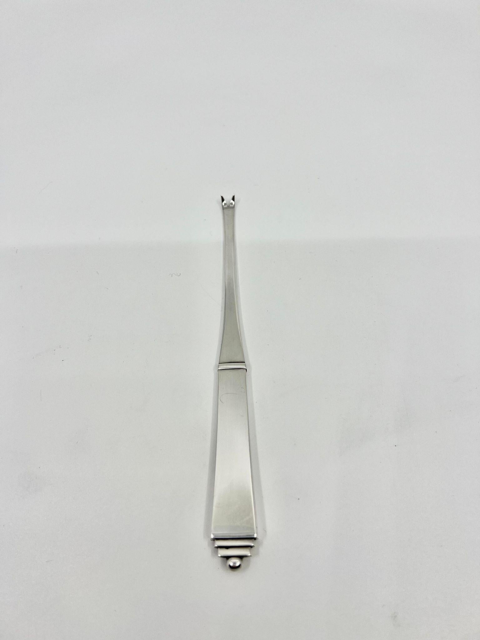 Art Deco Georg Jensen Pyramid Sterling Silver Lobster Fork 065 For Sale