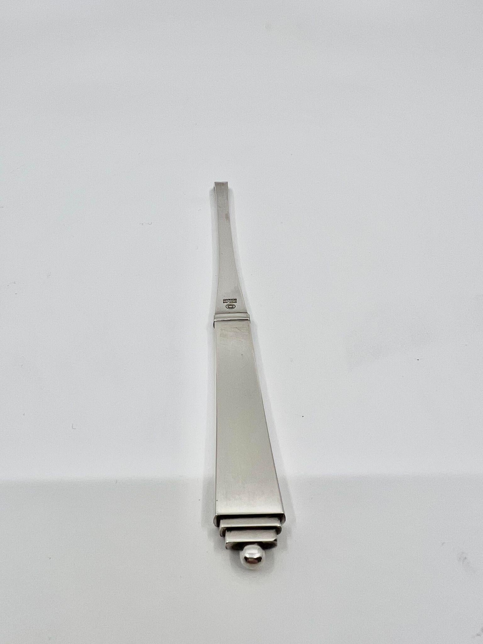 Danish Georg Jensen Pyramid Sterling Silver Lobster Fork 065 For Sale