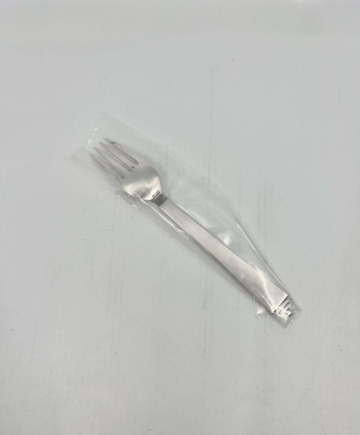 Art Deco Georg Jensen Pyramid Sterling Silver Luncheon/Salad Fork 022 For Sale