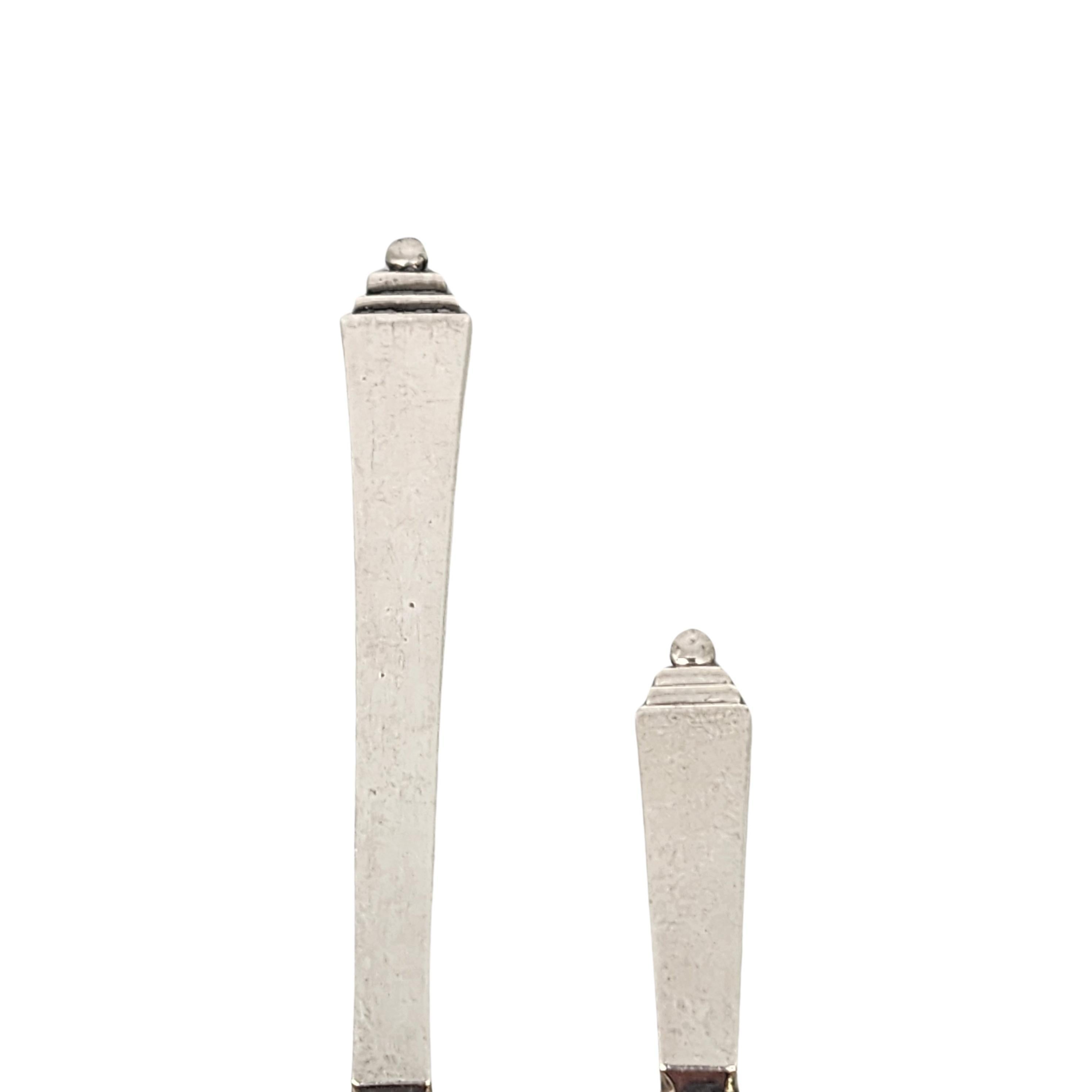 Women's or Men's Georg Jensen Pyramid Sterling Silver Mocha & Individual Salt Spoons #18328 For Sale