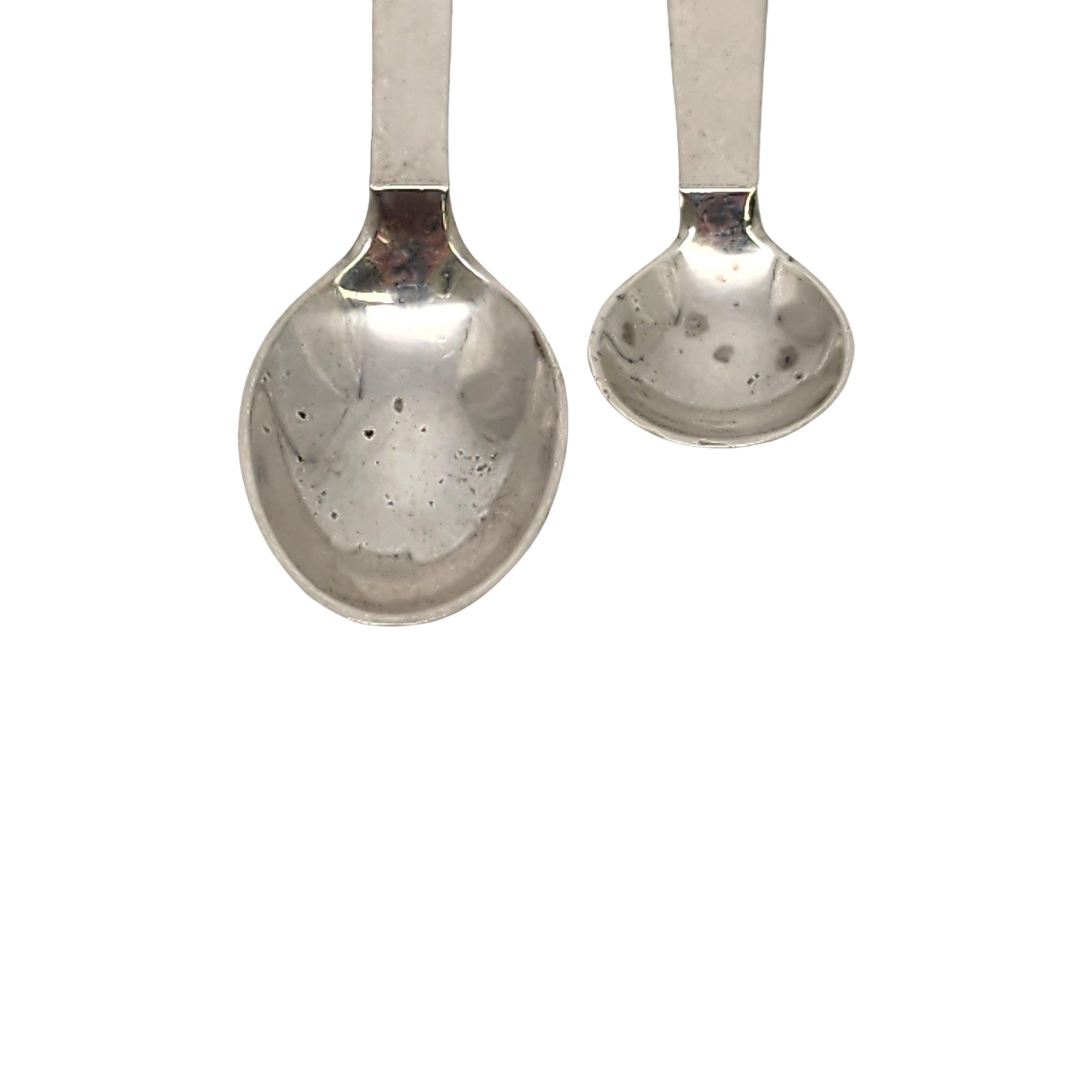 Georg Jensen Pyramid Sterling Silver Mocha & Individual Salt Spoons #18328 For Sale 1