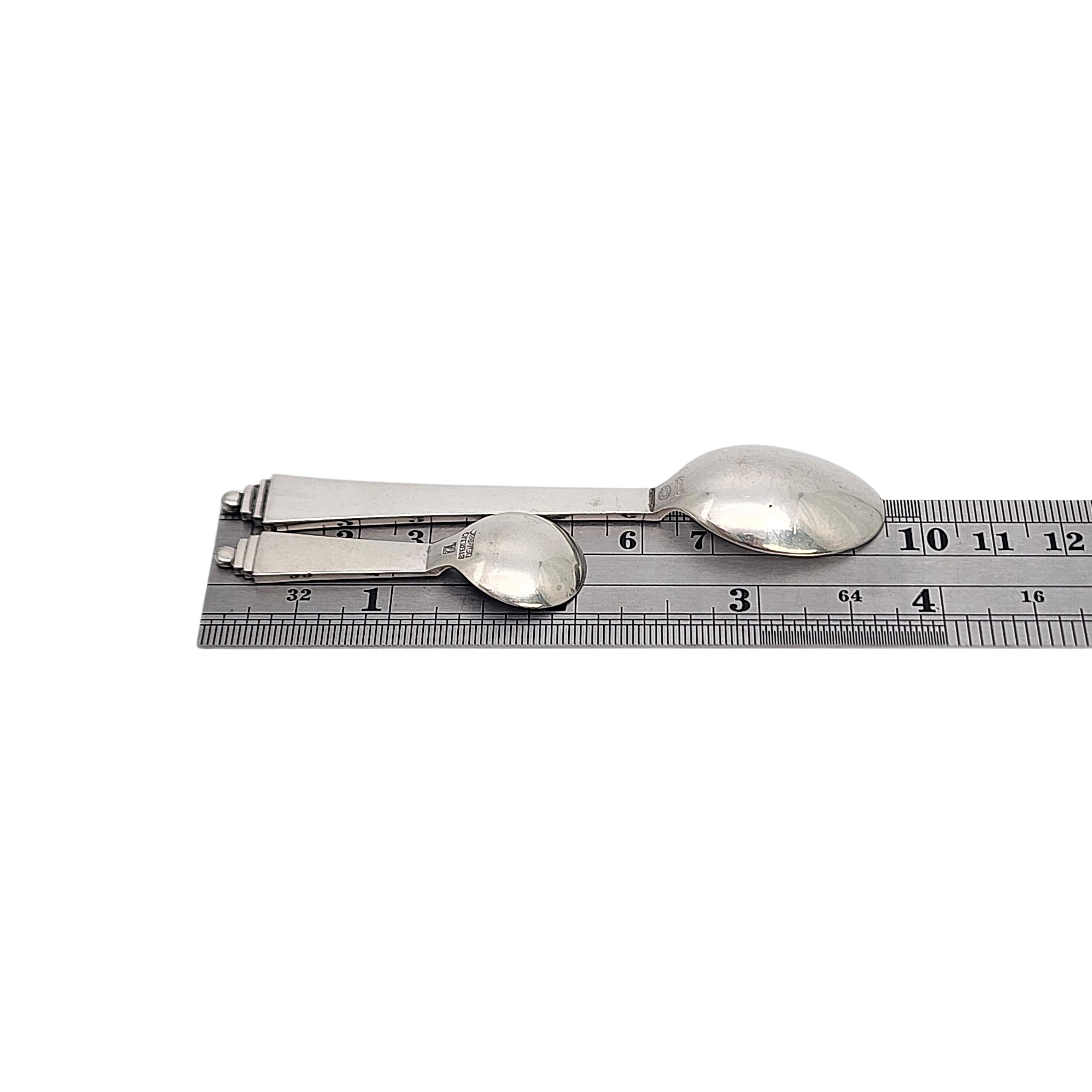 Georg Jensen Pyramid Sterling Silver Mocha & Individual Salt Spoons #18328 For Sale 5
