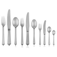 Georg Jensen Pyramid Sterling Silver Service For Twelve